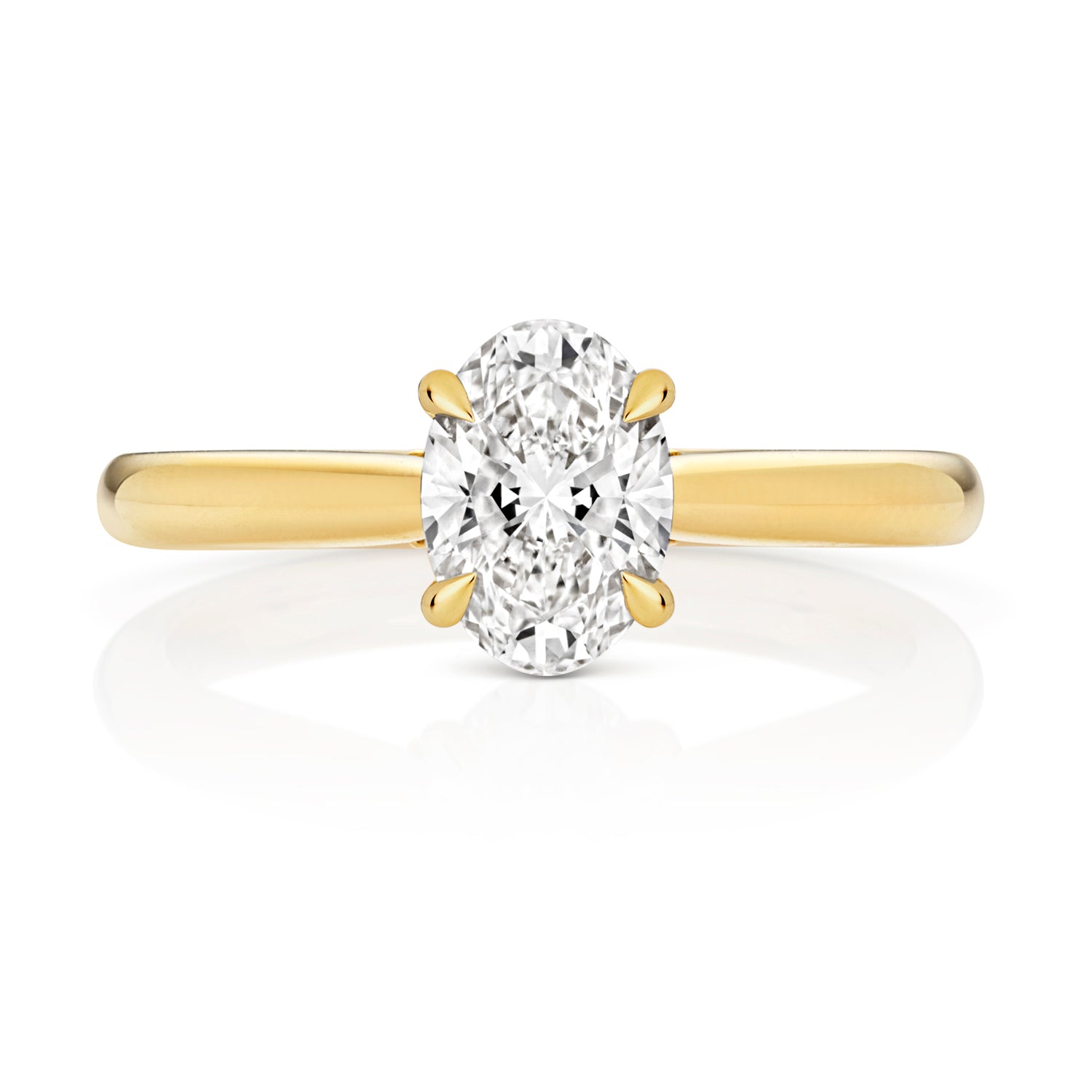 18ct Gold Oval Solitaire Engagement Ring | Certificated Lab 1.00ct - John Ross Jewellers