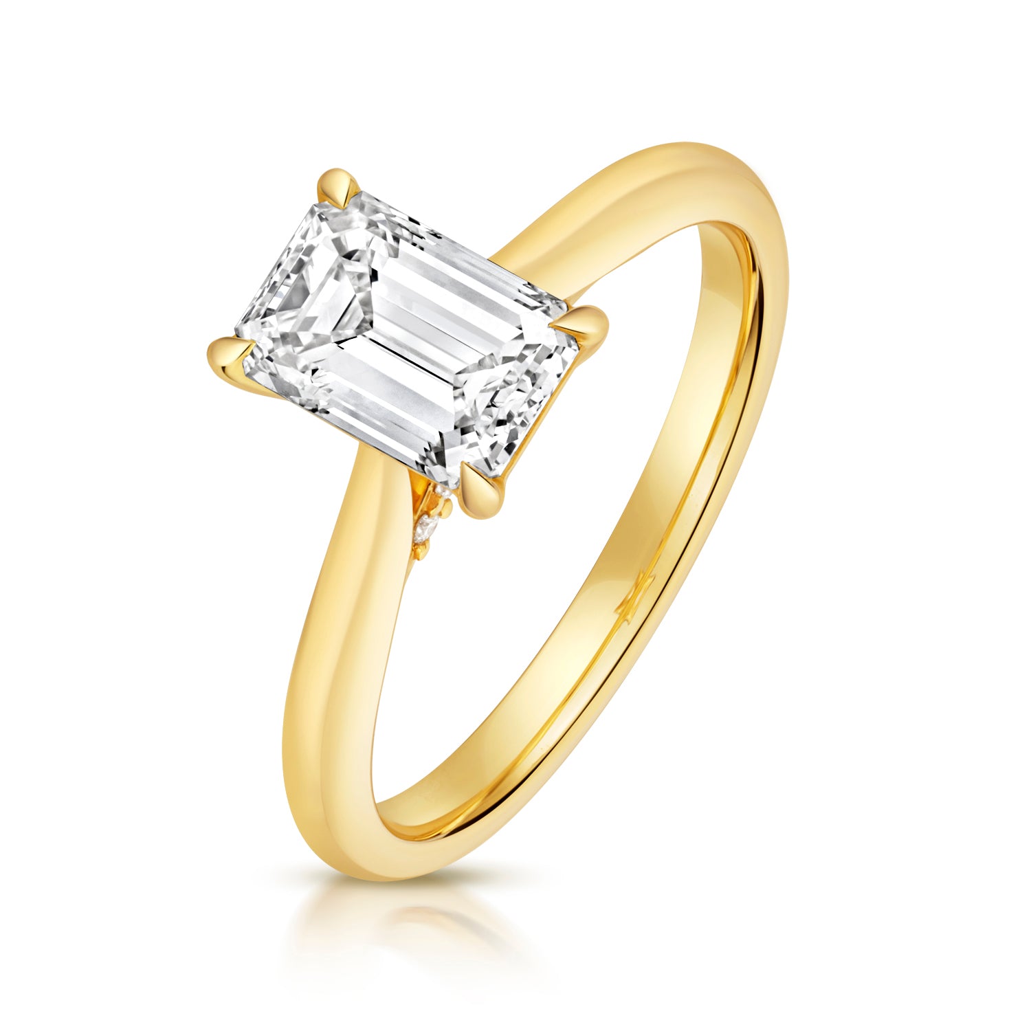 18ct Gold Emerald Cut Solitaire Engagement Ring | Certificated Lab 1.54ct - John Ross Jewellers