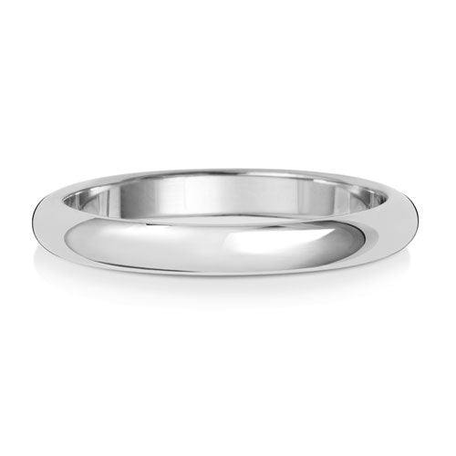 9ct White Gold D-Shaped Wedding Ring | 2.5mm Light - John Ross Jewellers