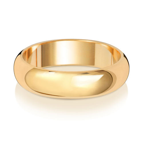 9ct Yellow Gold D-Shaped Wedding Ring | 5mm Medium - John Ross Jewellers