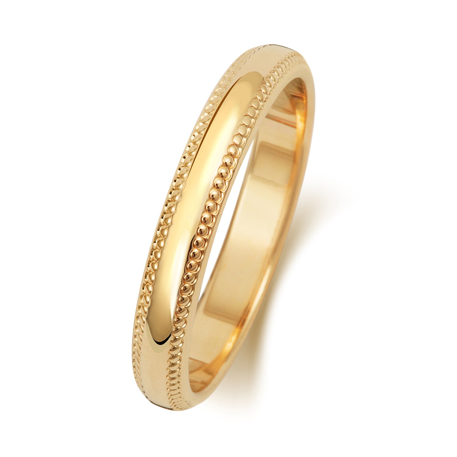 9ct Gold Beaded Edged Wedding Band | 3mm - John Ross Jewellers