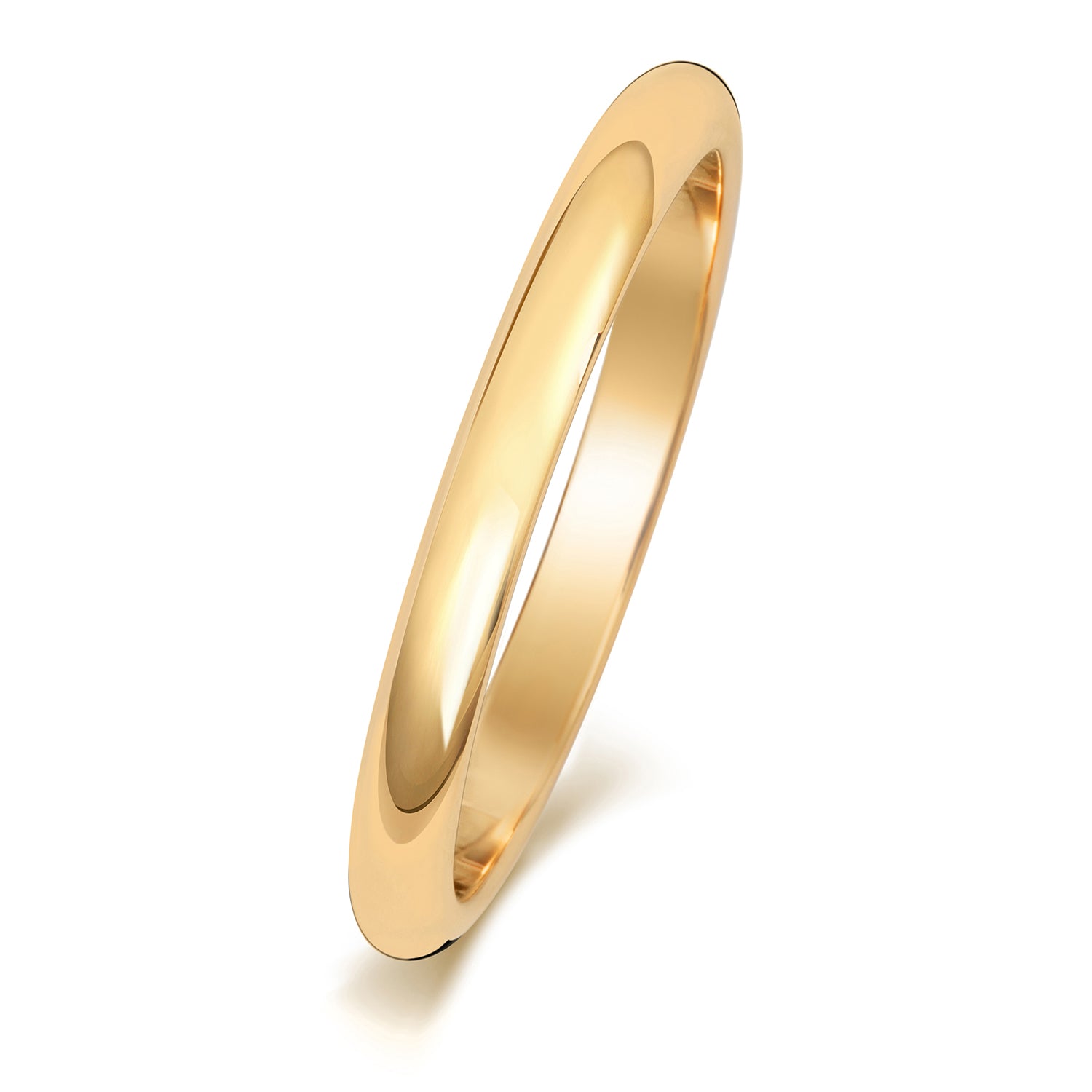 18ct Yellow Gold D-Shaped Wedding Ring | 2mm Medium - John Ross Jewellers