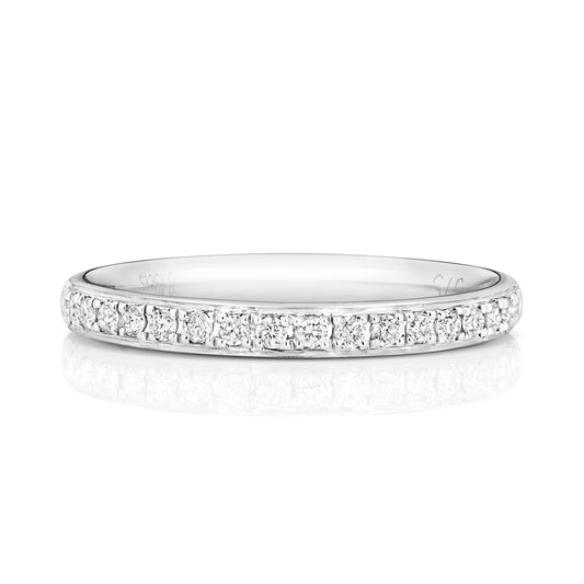 18ct White Gold Dainty Diamond Eternity/Wedding Band 0.20ct - John Ross Jewellers