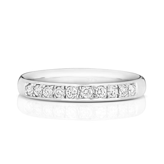 18ct White Gold Dainty Diamond Eternity/Wedding Band 0.22ct - John Ross Jewellers