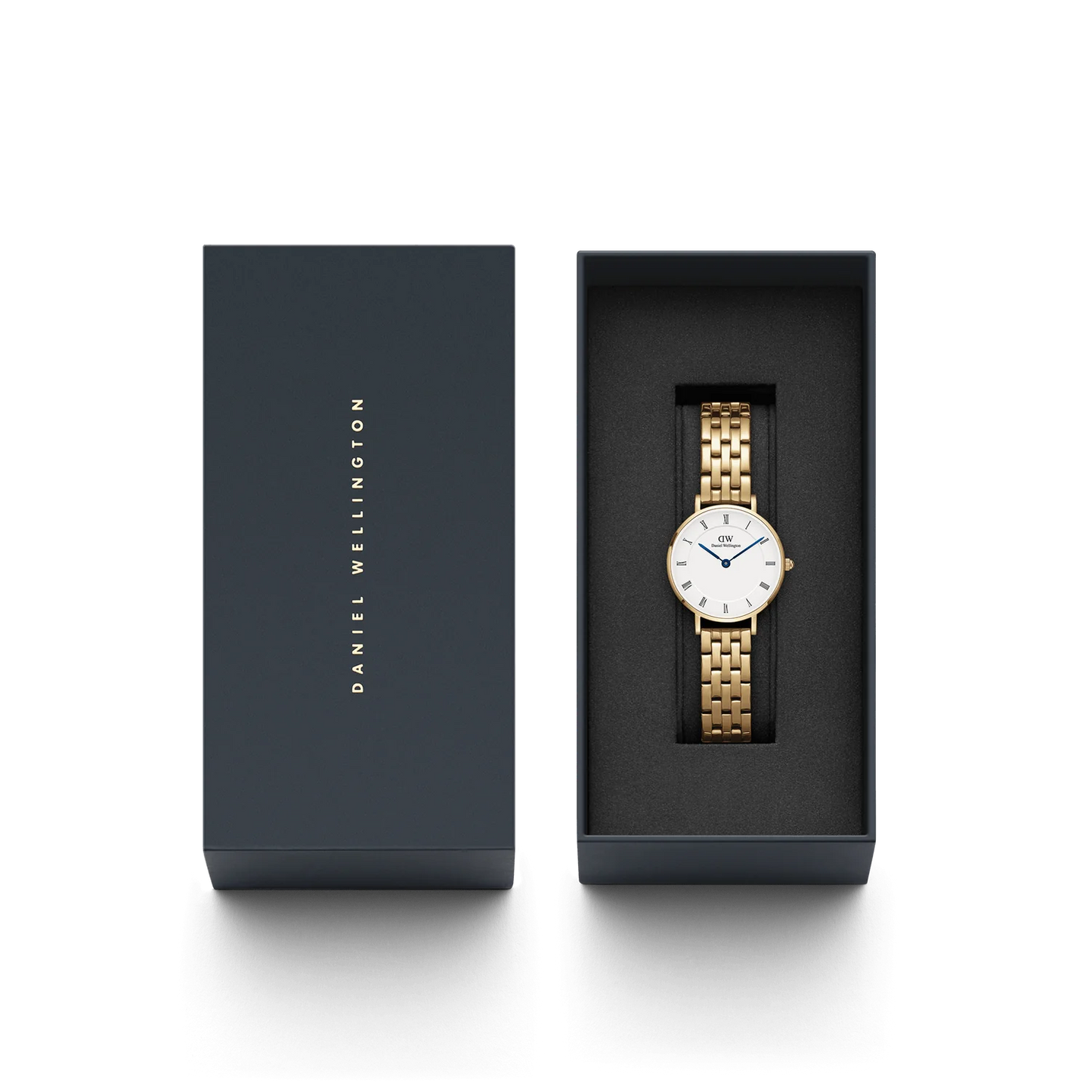 Daniel Wellington Petite Roman Numerals 5-Link Evergold | 28mm - John Ross Jewellers