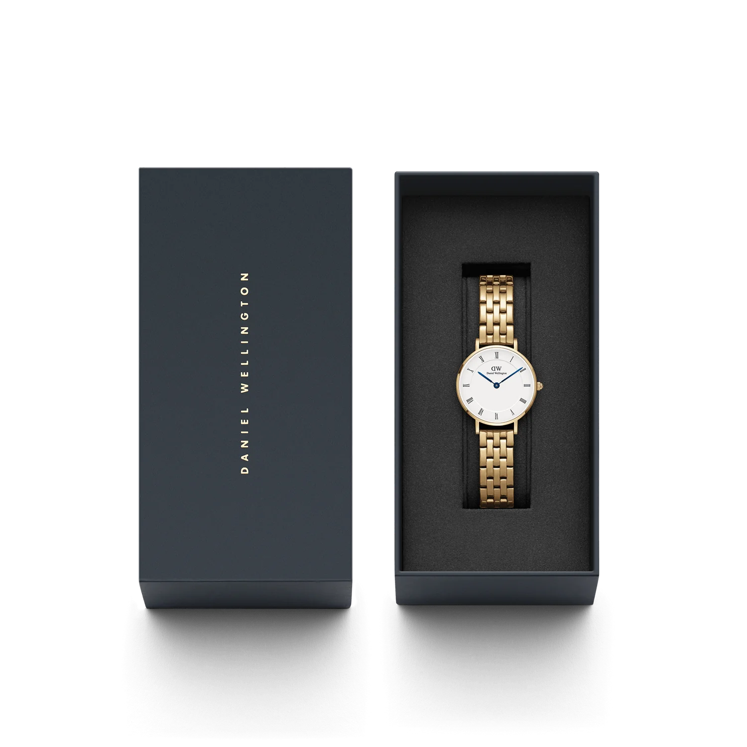 Daniel Wellington Petite Roman Numerals 5-Link Evergold | 28mm - John Ross Jewellers