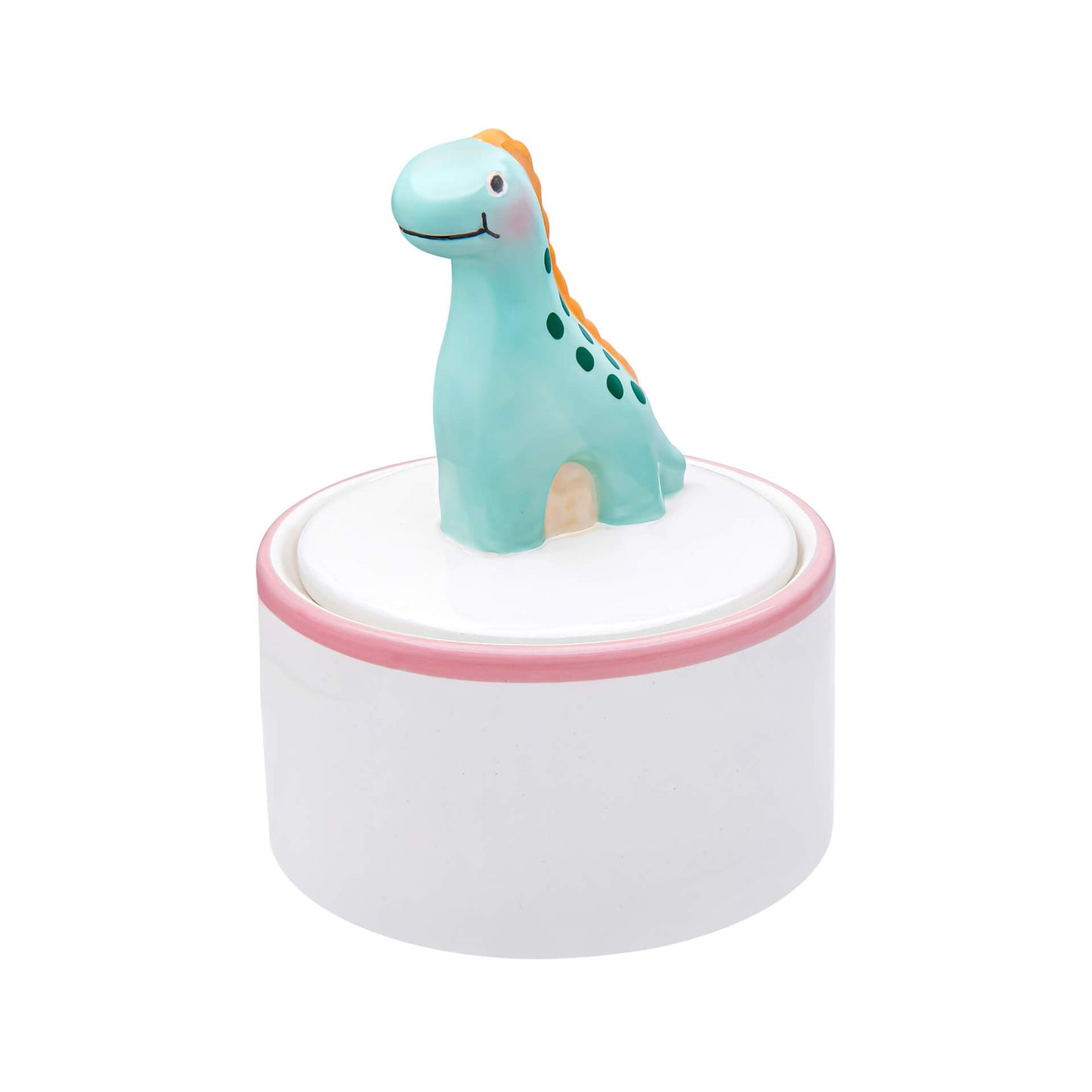 Green Dino Ceramic Trinket Box - D for Diamond