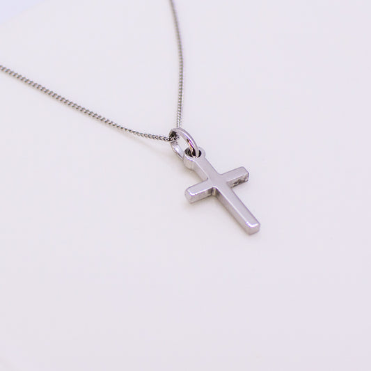 Silver Small Plain Block Cross Necklace - John Ross Jewellers