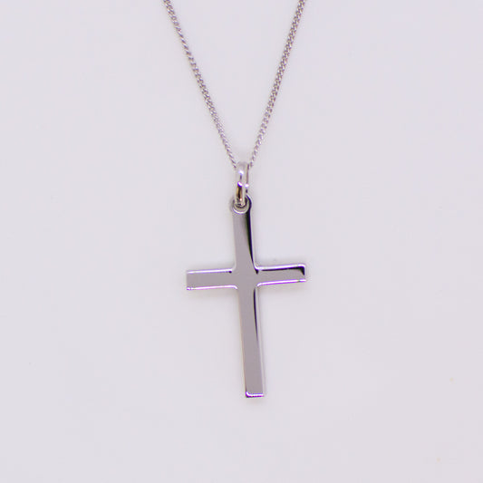 Silver Plain Block Cross Necklace - John Ross Jewellers