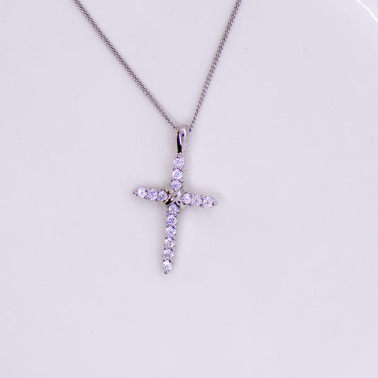 Silver CZ Cross Necklace - John Ross Jewellers