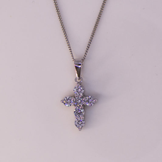 Silver CZ Cross Necklace - John Ross Jewellers