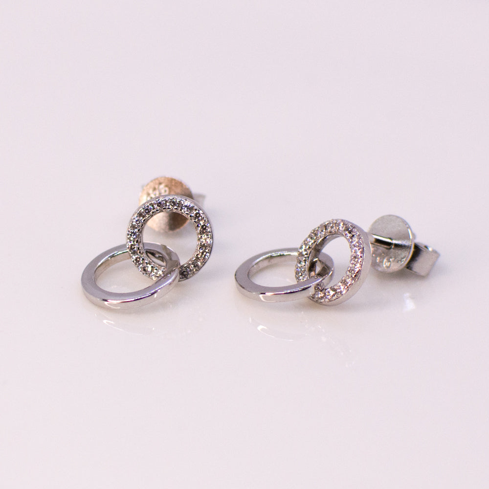 Silver CZ Unity Drop Earrings - John Ross Jewellers