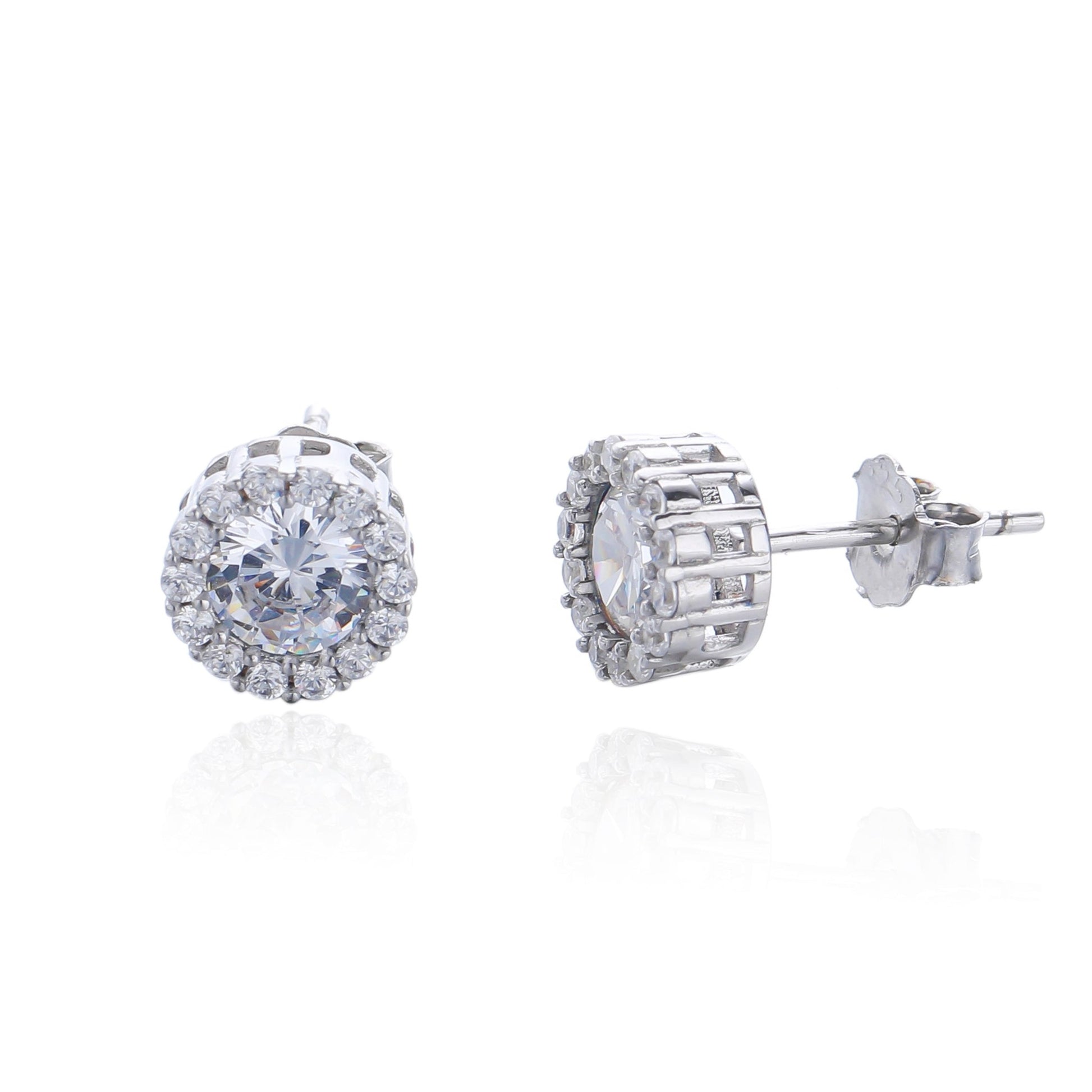 Silver CZ Halo Stud Earrings - John Ross Jewellers