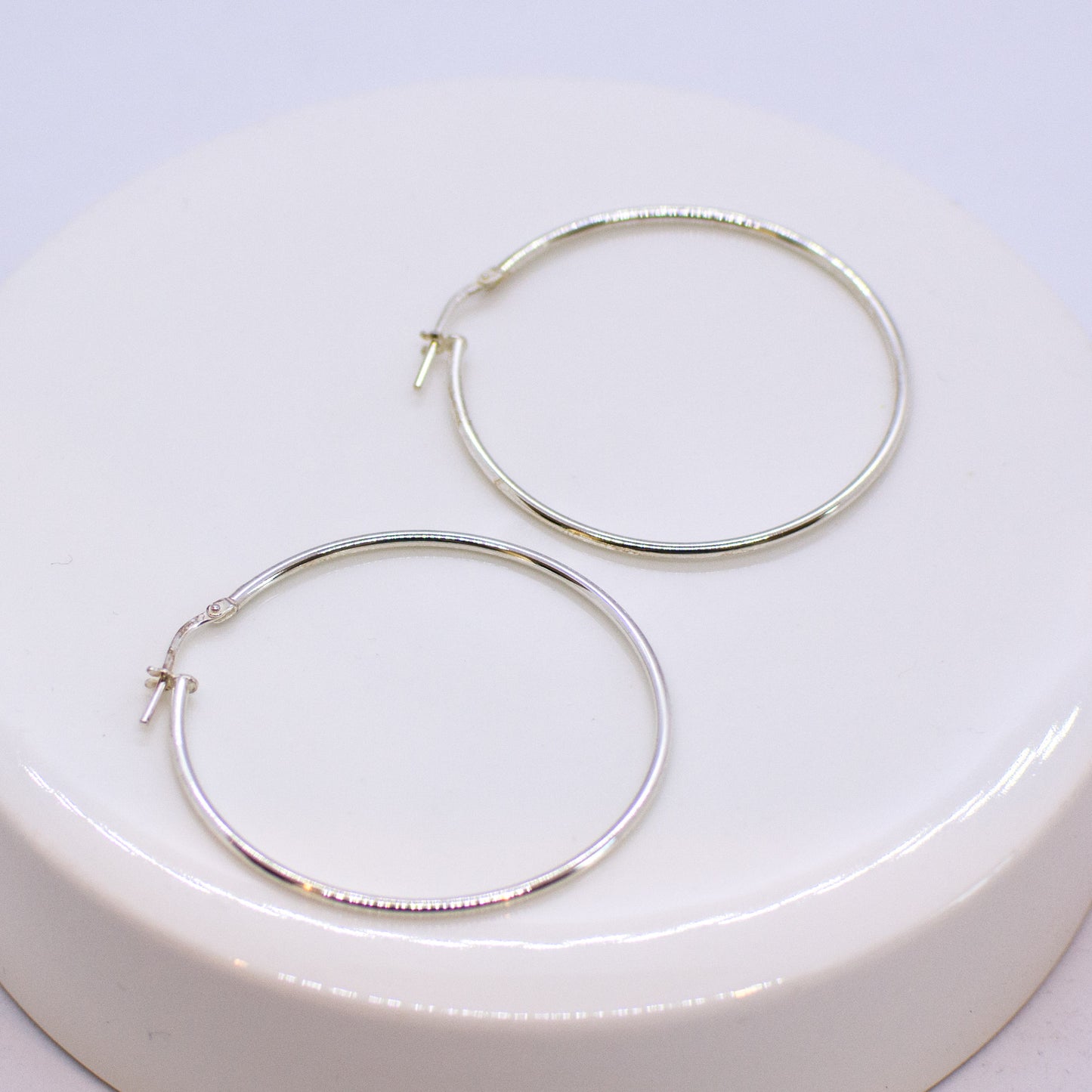 Silver Skinny 40mm Hoop Earrings - John Ross Jewellers
