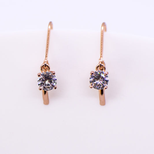 Rose Silver 5mm Claw Set CZ Drop Earrings - John Ross Jewellers