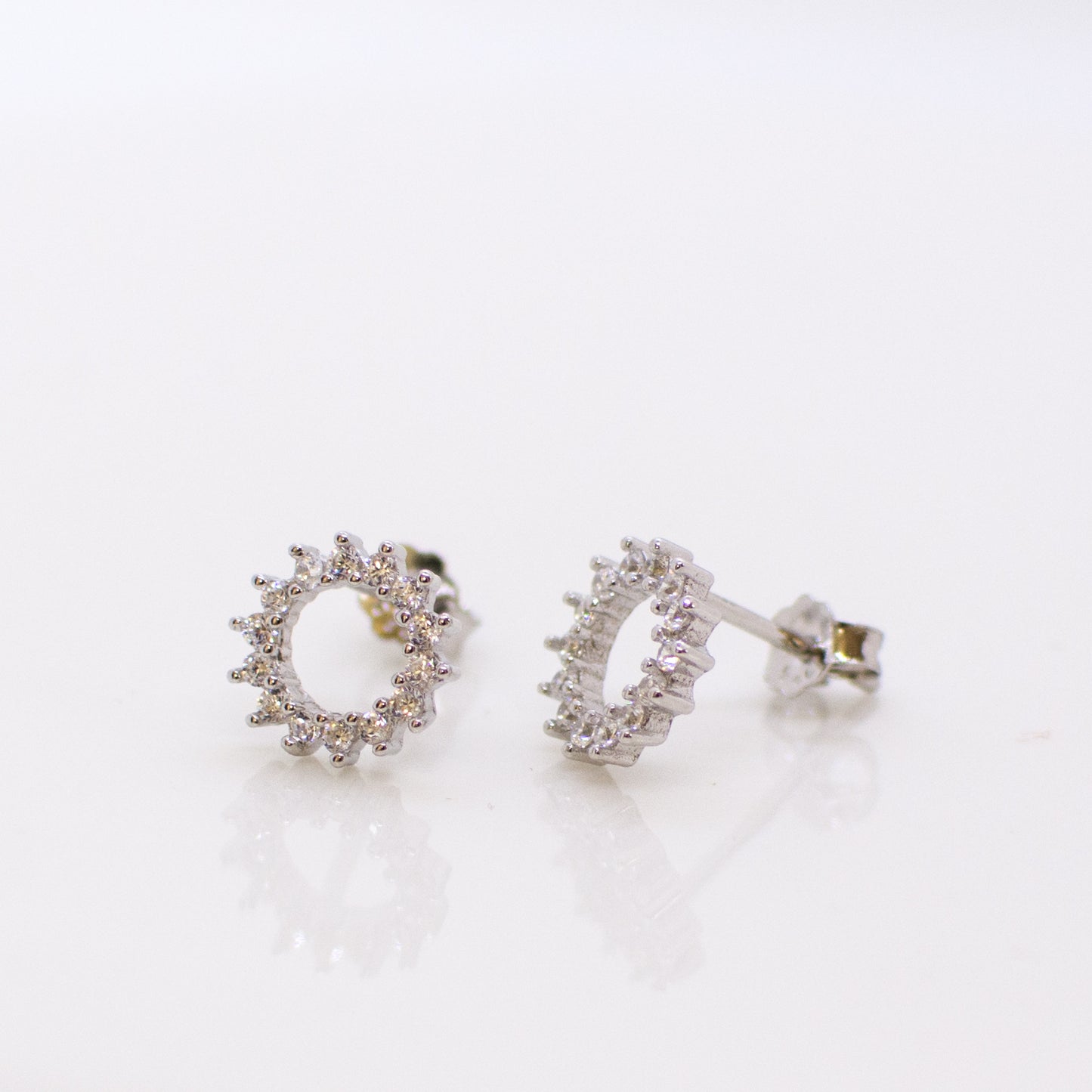 Silver Open Circle CZ Stud Earrings - John Ross Jewellers