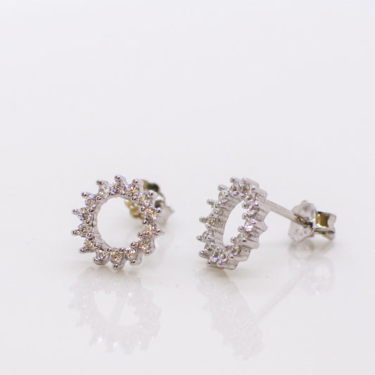 Silver Open Circle CZ Stud Earrings - John Ross Jewellers