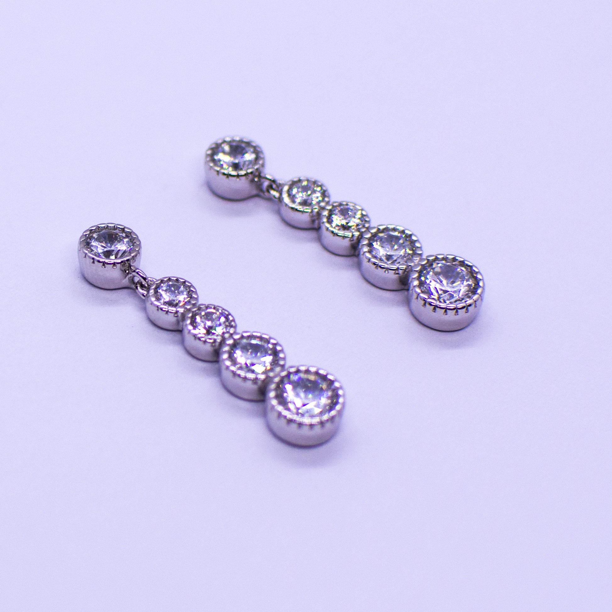 Silver Five Stone Graduated CZ Drop Earrings - John Ross Jewellers
