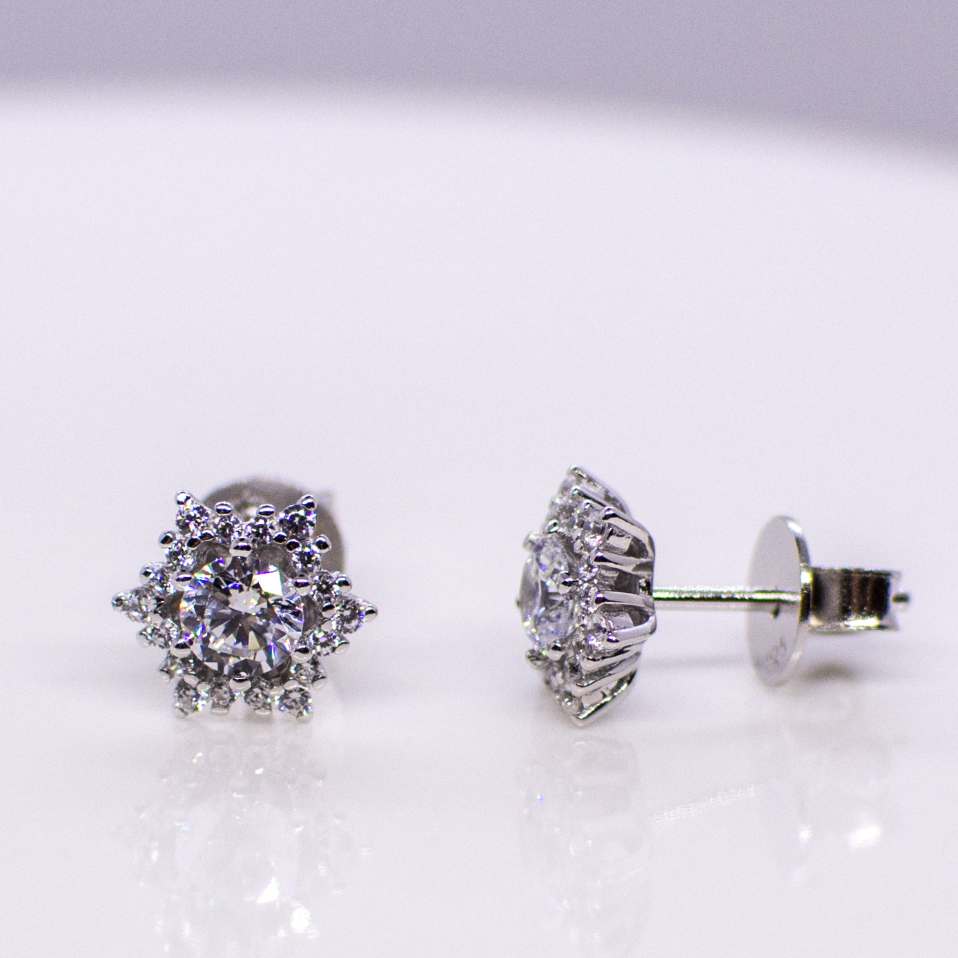 Silver CZ Six Pointed Star Stud Earrings - John Ross Jewellers