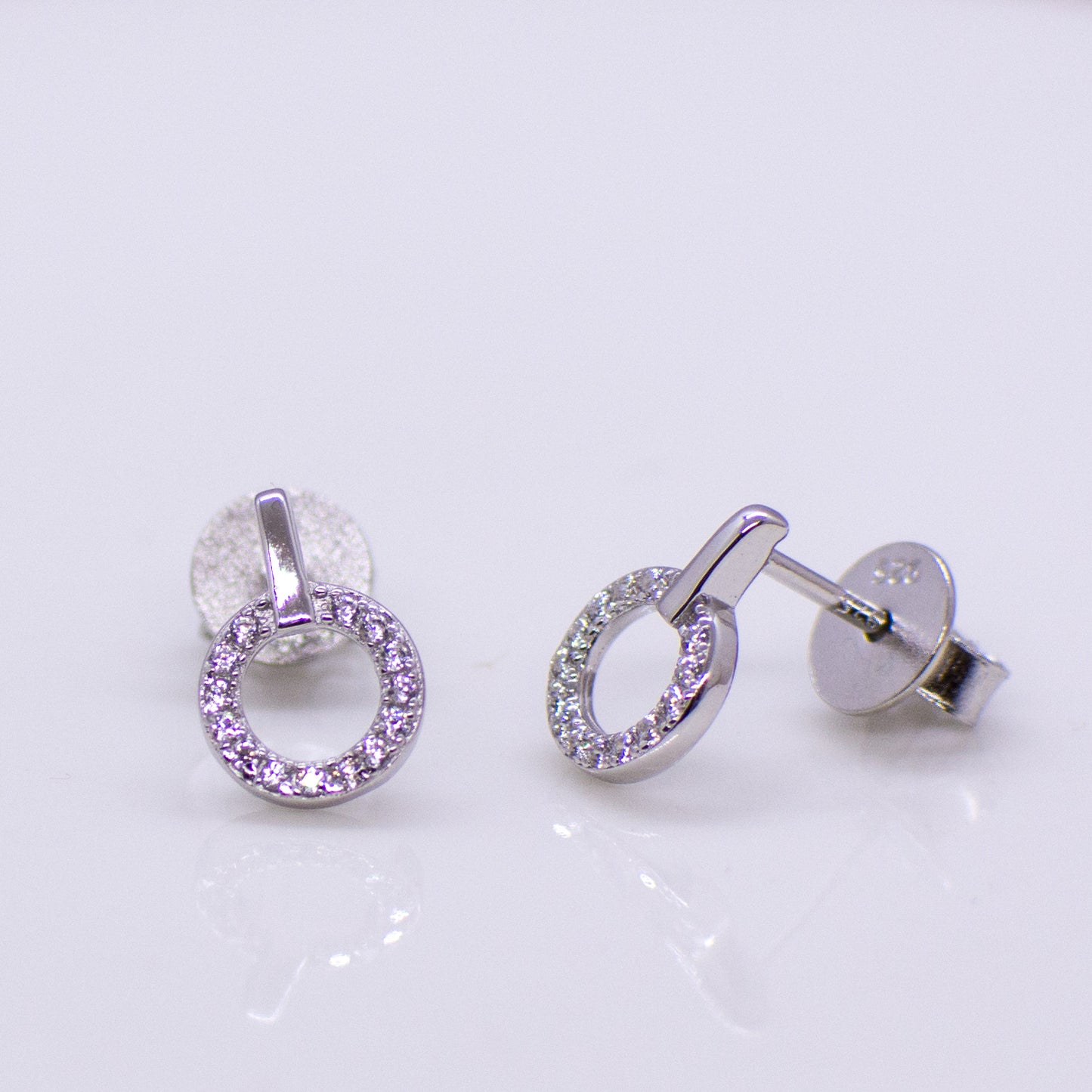 Silver Pretty Open Circle CZ Stud Earrings - John Ross Jewellers