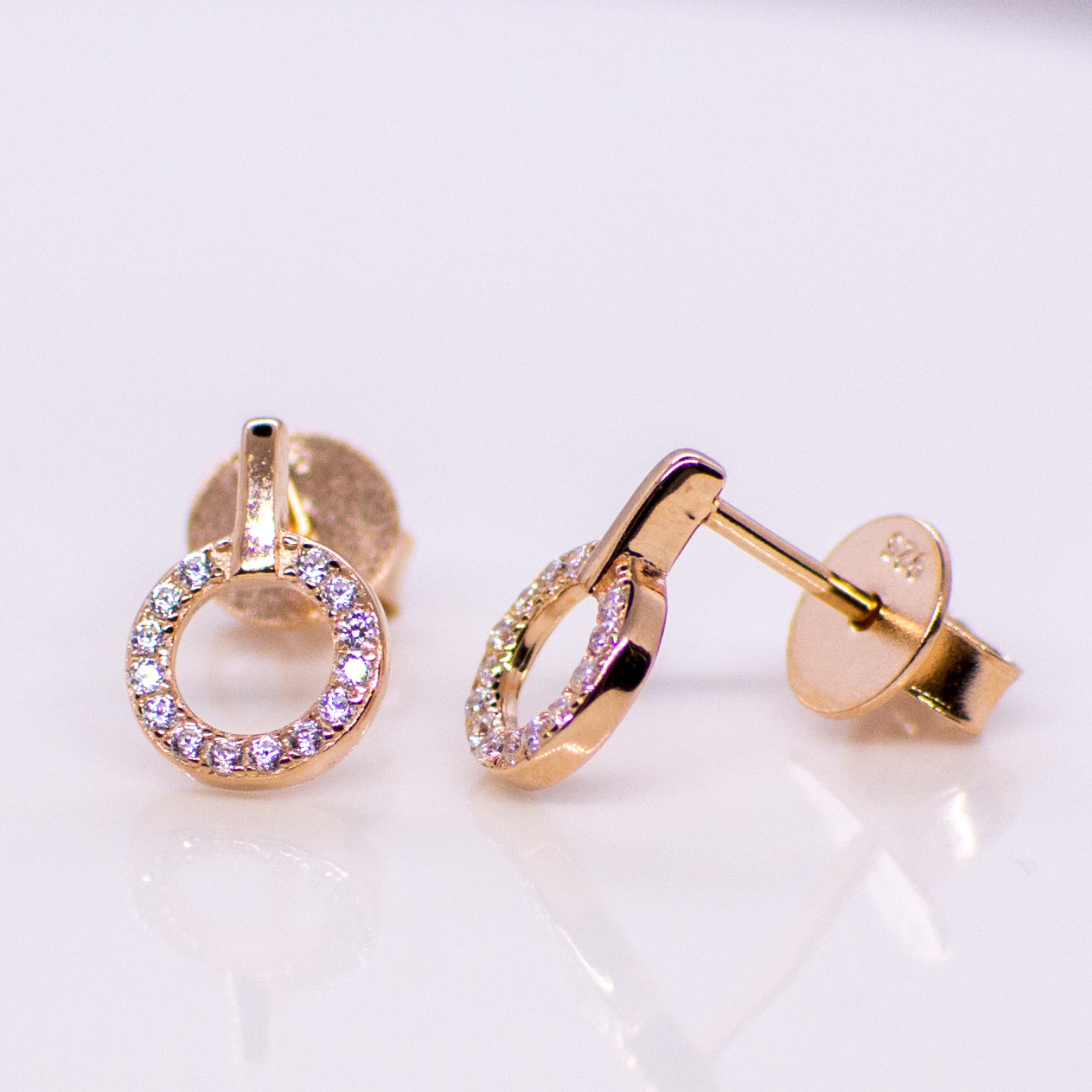 Rose Silver Pretty Open Circle CZ Stud Earrings - John Ross Jewellers