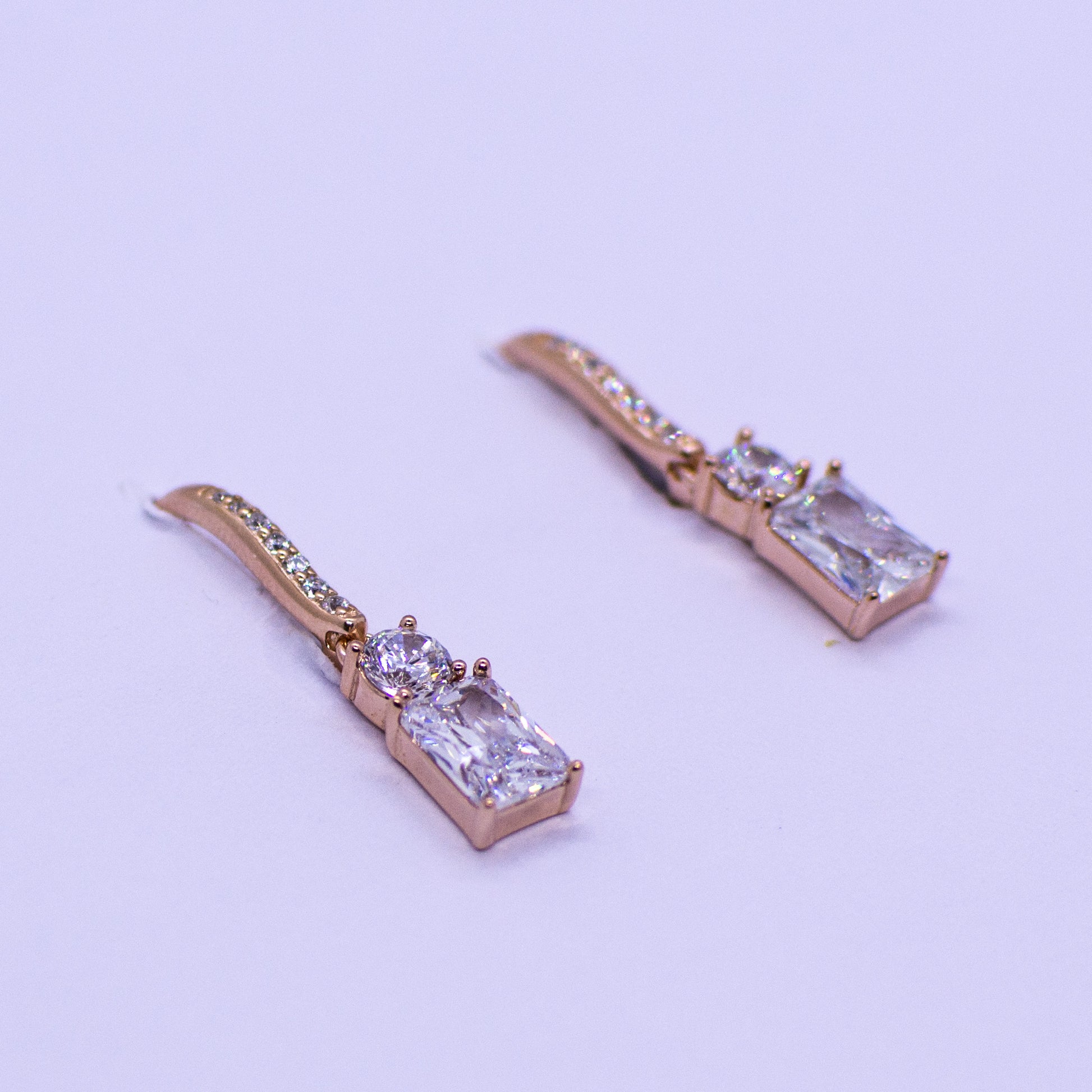 Rose Silver Radiant Cut CZ Drop Earrings - John Ross Jewellers