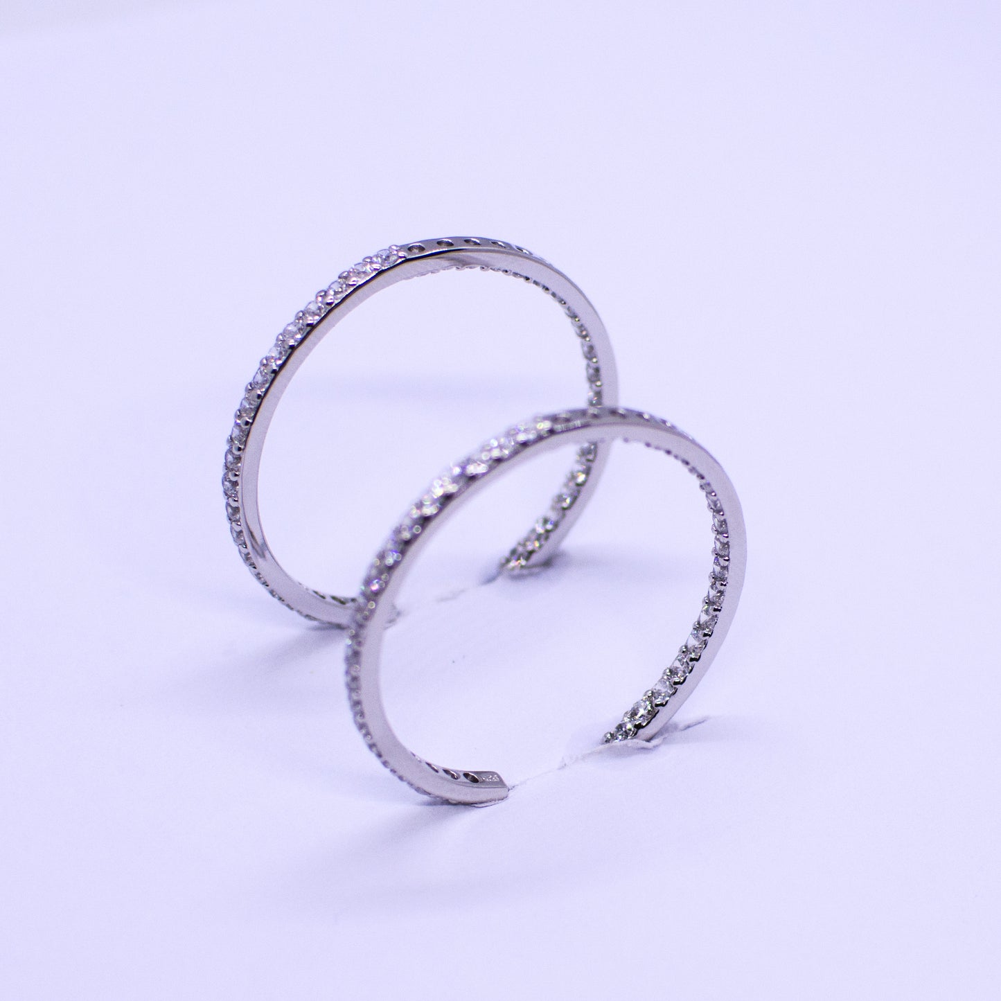 Silver CZ Hoop Earrings - 30mm - John Ross Jewellers