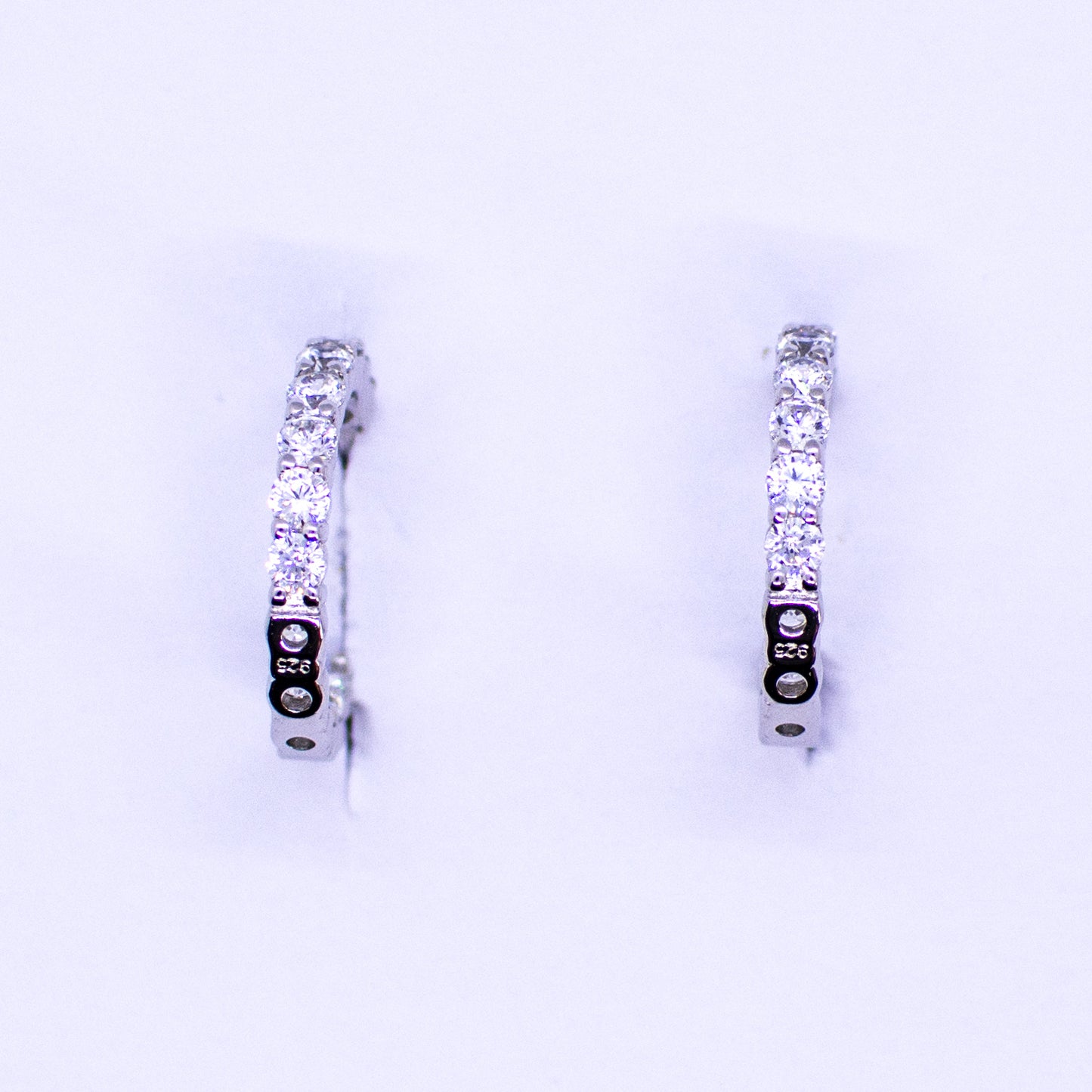 Silver CZ Hoop Earrings - 15mm - John Ross Jewellers
