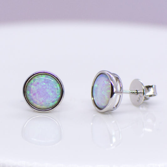 Silver Bezel Set Opalique Stud Earrings - John Ross Jewellers