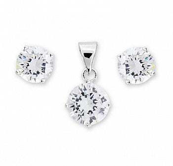 Silver CZ Earring and Necklace Set - John Ross Jewellers