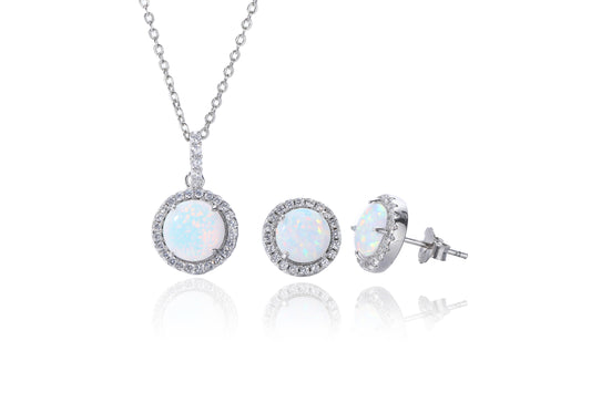 Silver Opalique Earring and Necklace Set - John Ross Jewellers