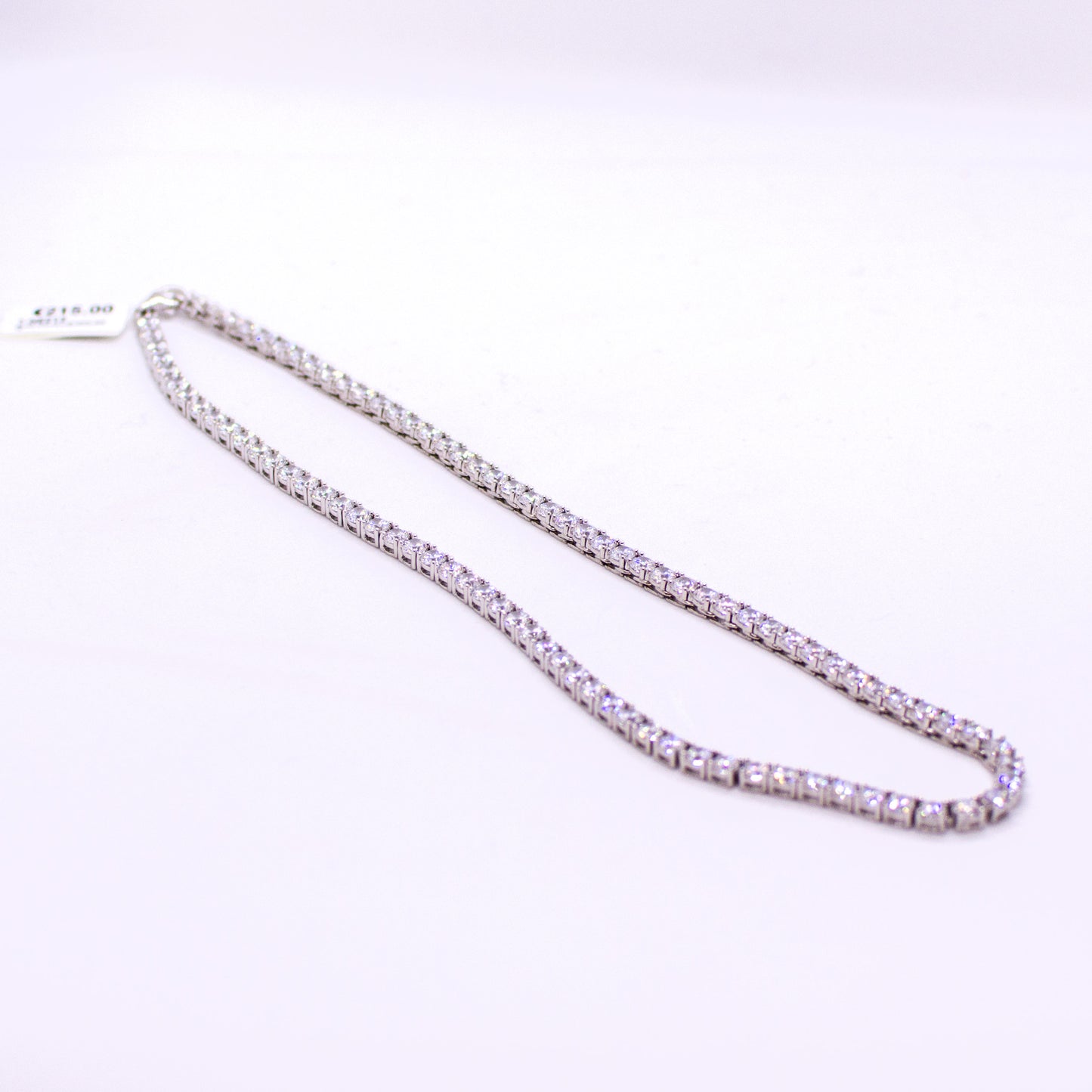 Silver 4mm CZ Line Necklace 16" - John Ross Jewellers