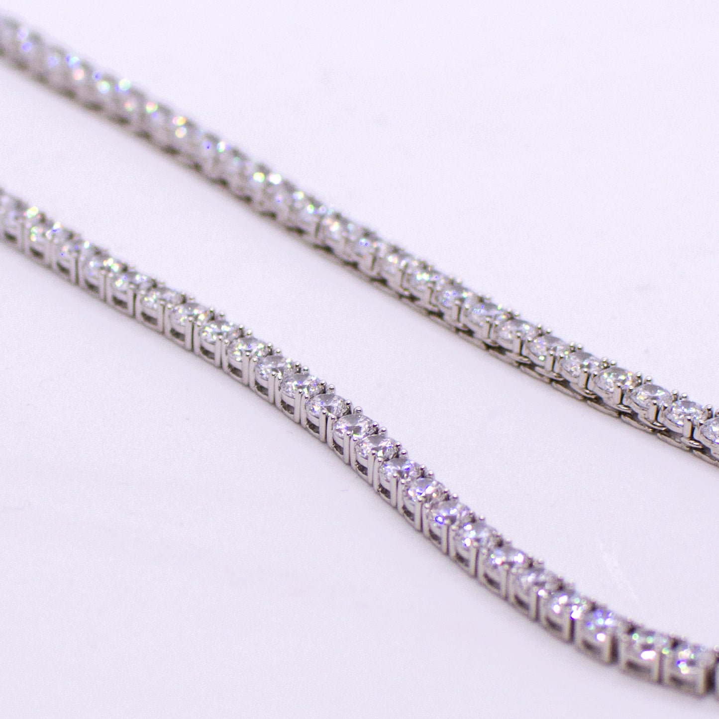 Silver 4mm CZ Line Necklace 16" - John Ross Jewellers