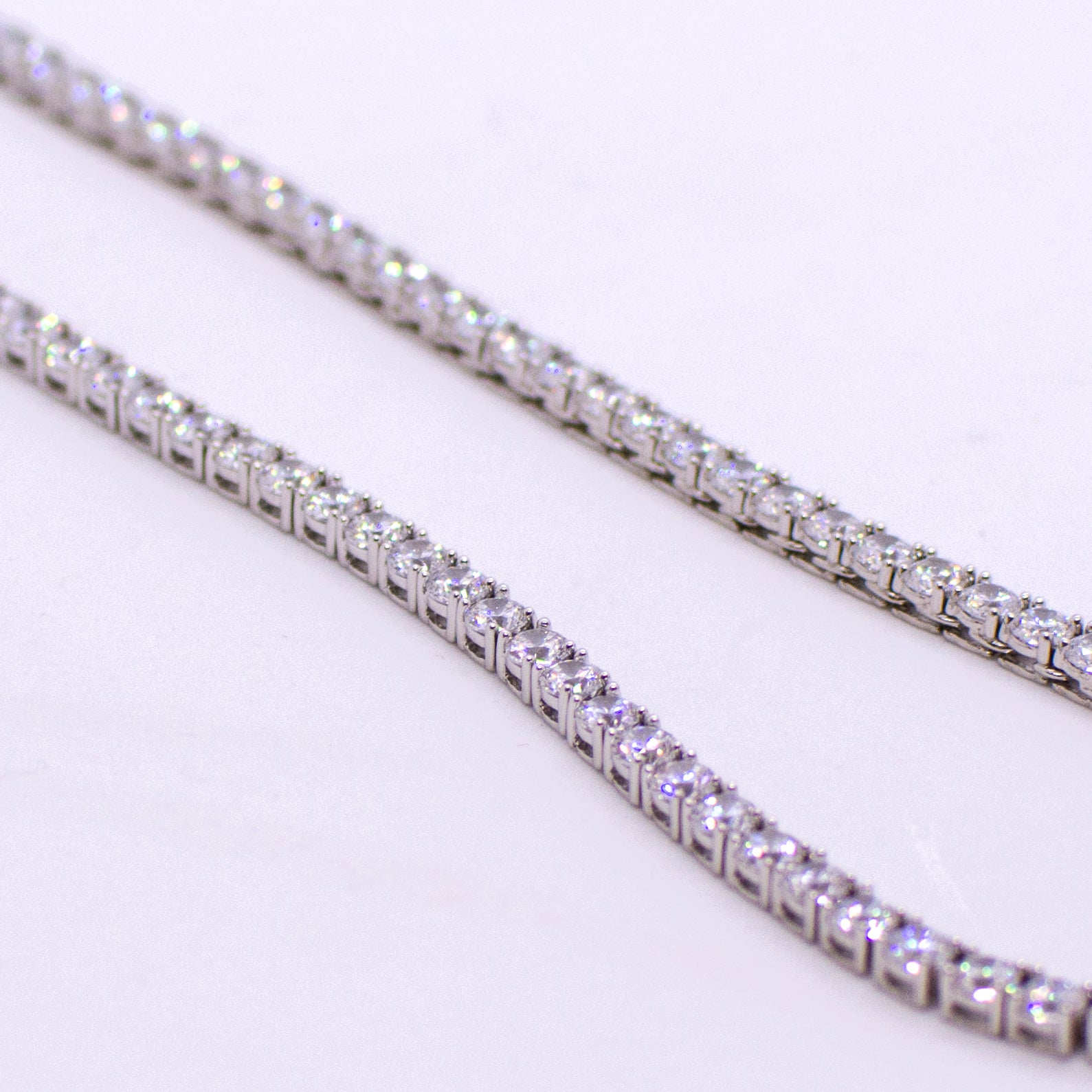 Silver 4mm CZ Line Necklace 16" - John Ross Jewellers