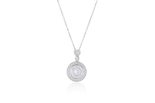 Silver CZ Round Necklace - John Ross Jewellers