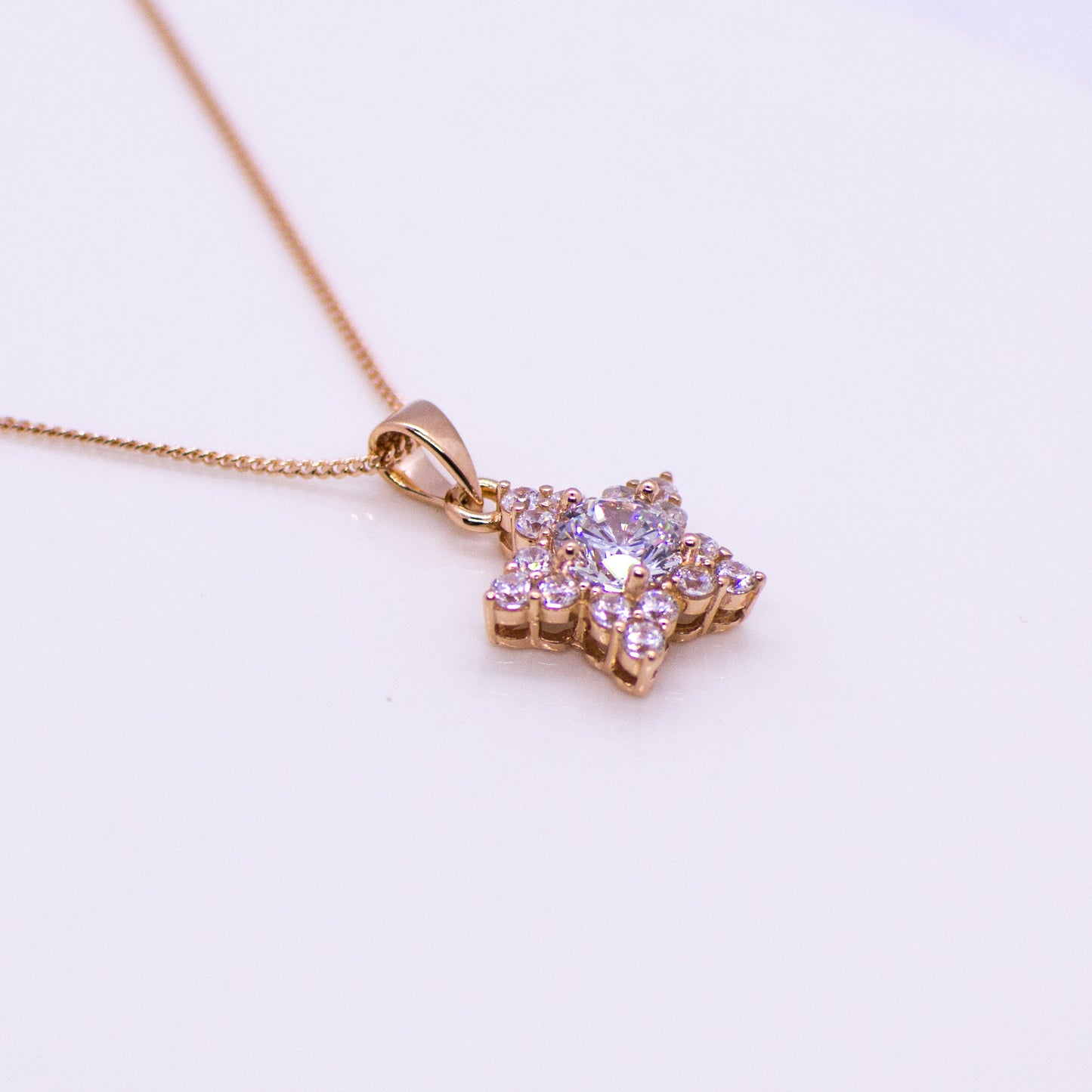 Rose Silver Sparkling CZ Star Necklace - John Ross Jewellers