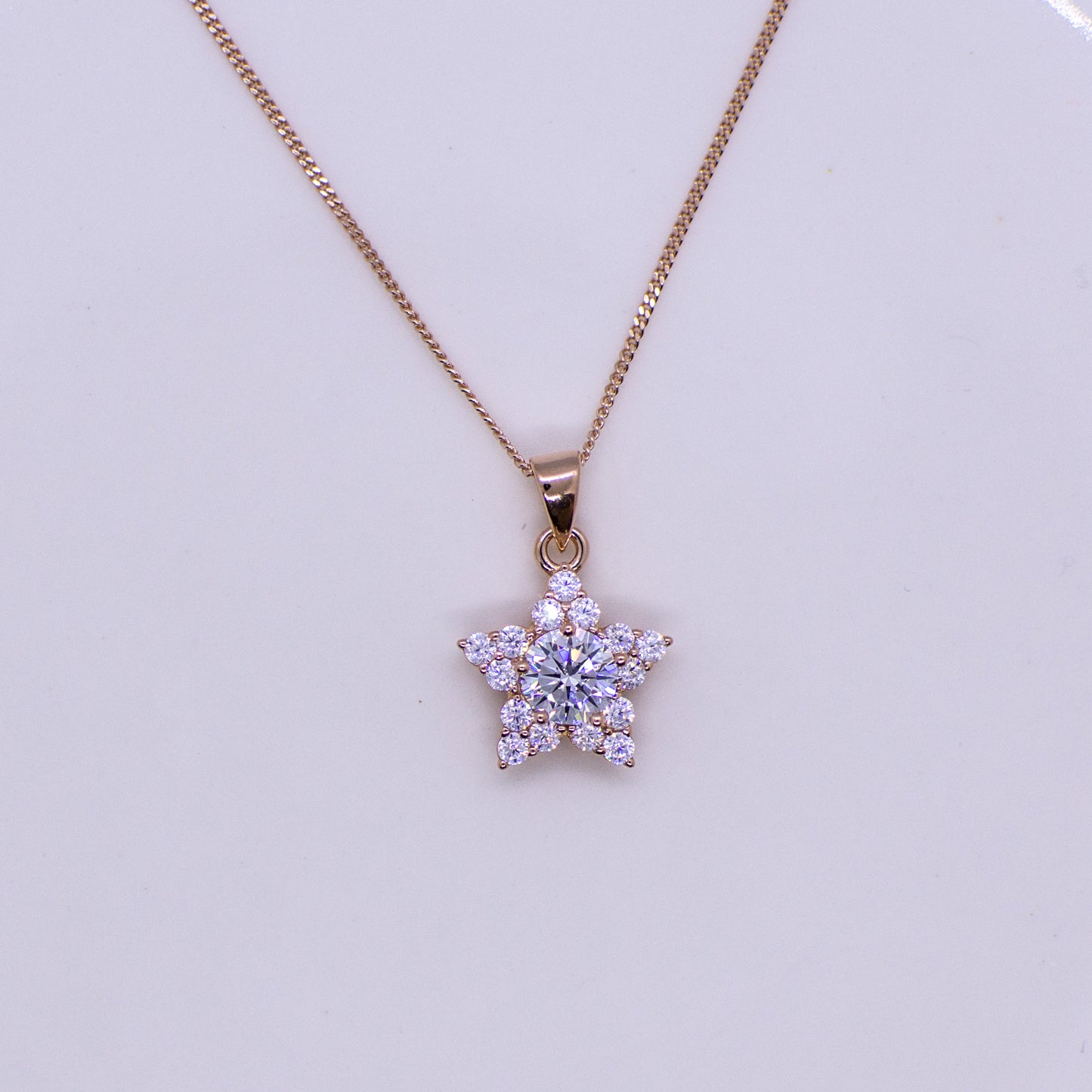 Rose Silver Sparkling CZ Star Necklace - John Ross Jewellers