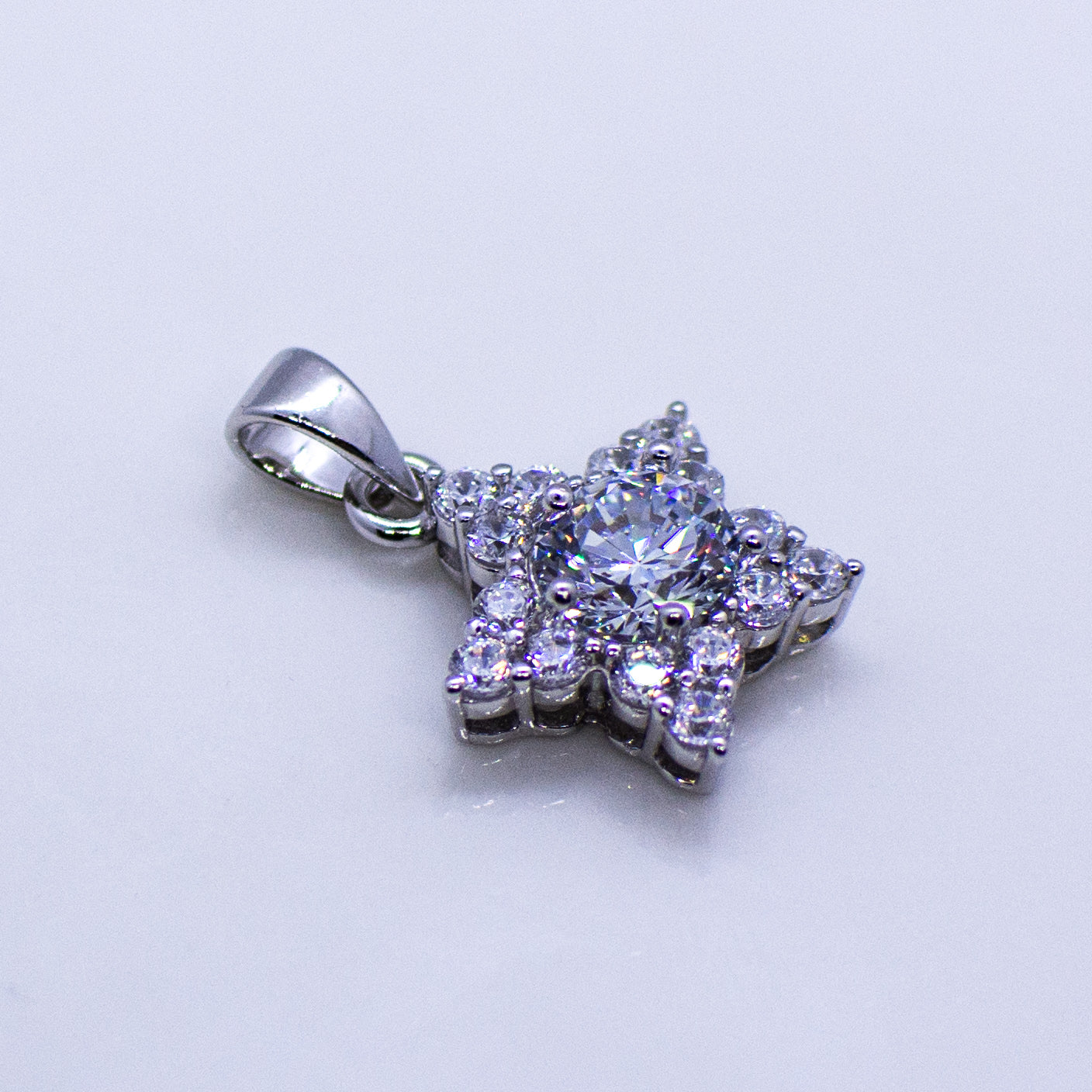 Silver Sparkling CZ Star Necklace - John Ross Jewellers