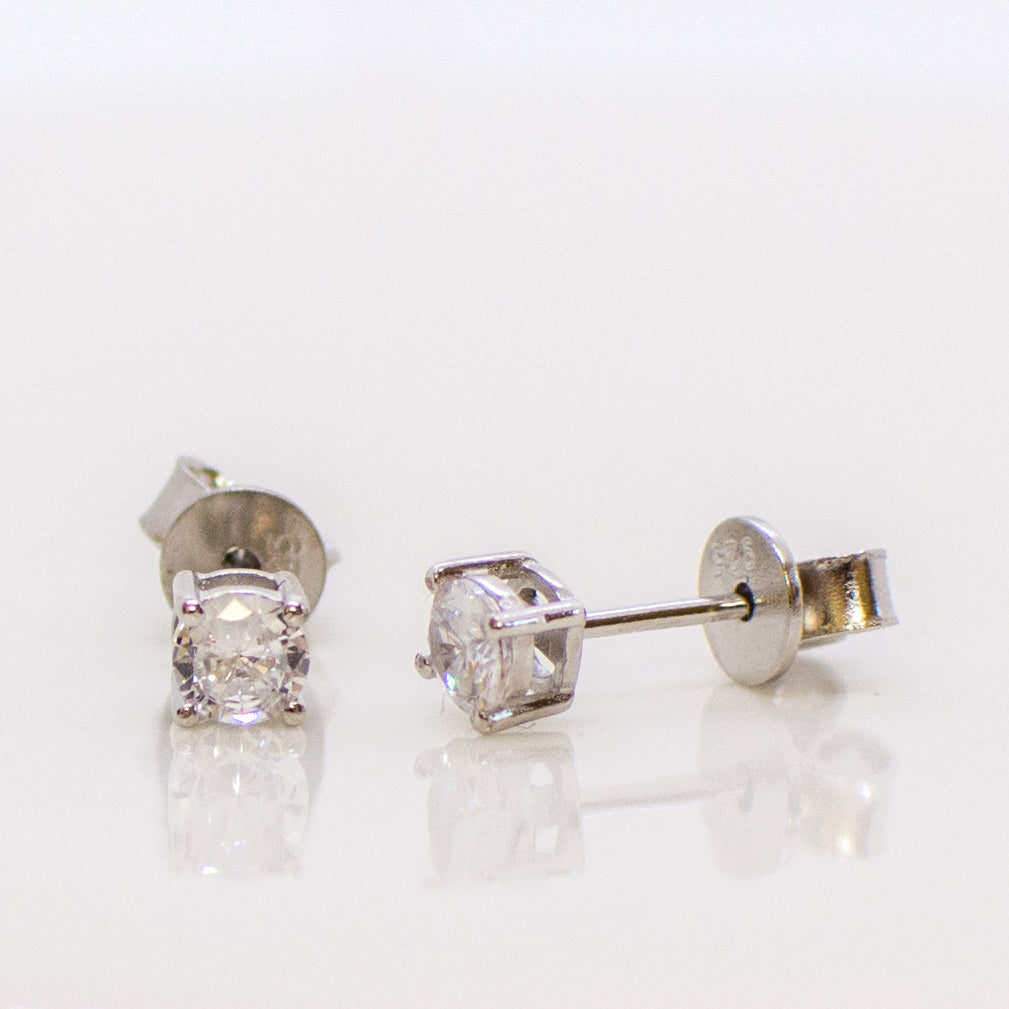 Silver 4mm CZ Claw Set Stud Earrings - John Ross Jewellers