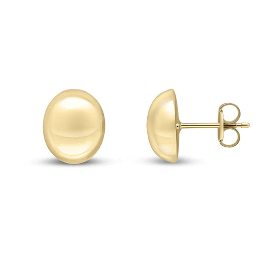 9ct Gold Puffed Oval Stud Earrings - John Ross Jewellers