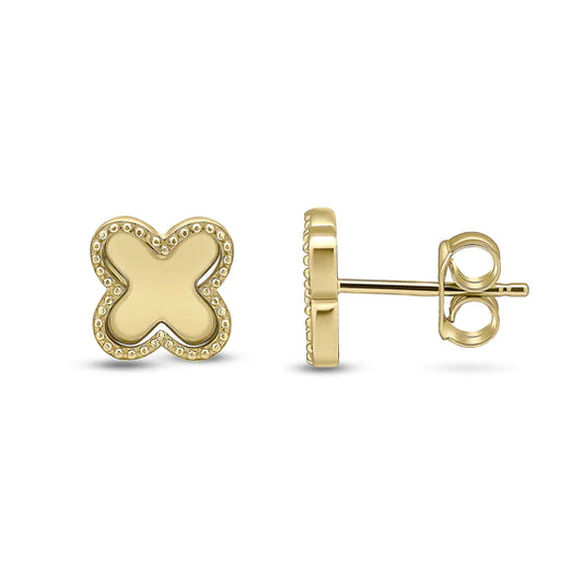 9ct Gold Alhambra Style Quatrefoil Stud Earrings | 10mm - John Ross Jewellers