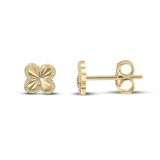 9ct Gold Alhambra Style Quatrefoil Stud Earrings | 7mm - John Ross Jewellers