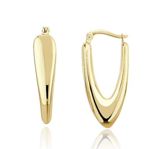 9ct Gold Chunky V Hoop Earrings - John Ross Jewellers