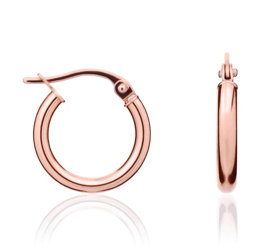 9ct Rose Gold Hoop Earrings | 14mm - John Ross Jewellers