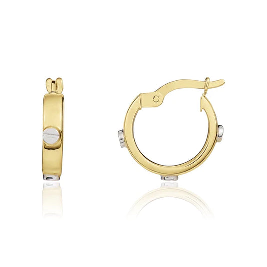 9ct Gold Hoop Earrings with Screw Design - John Ross Jewellers