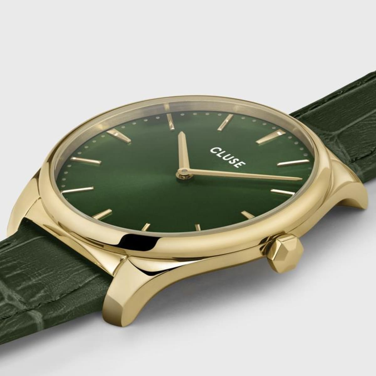 CLUSE Féroce Leather Gold/Forest Green - John Ross Jewellers