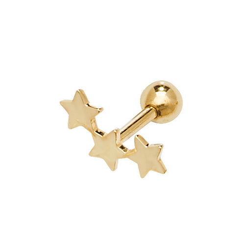 Ear Candy 9ct Gold Three Star Cartilage Stud - John Ross Jewellers