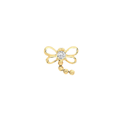Ear Candy 9ct Gold CZ Dragonfly Cartilage Stud - John Ross Jewellers