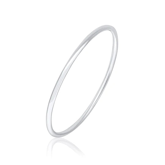 Silver Round Shaped Bangle | 3mm - John Ross Jewellers