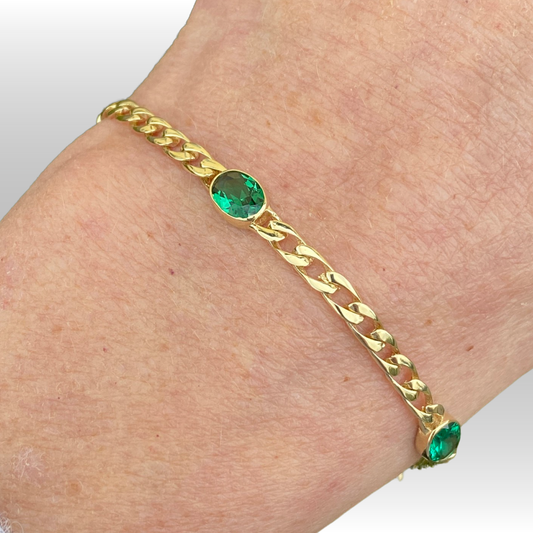 9ct Gold Created Emerald Bracelet - John Ross Jewellers